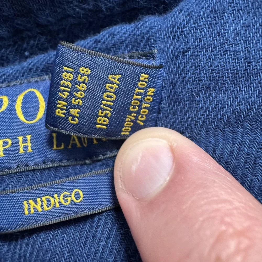 Polo Ralph Lauren Indigo Shipyard Shirt Mens XL Blue Check Button Up Long Sleeve